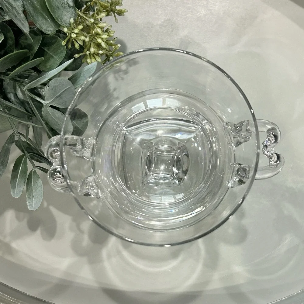 Duncan‎ Miller MCM 1940's Grecian Clear Glass Urn Vase With Handles